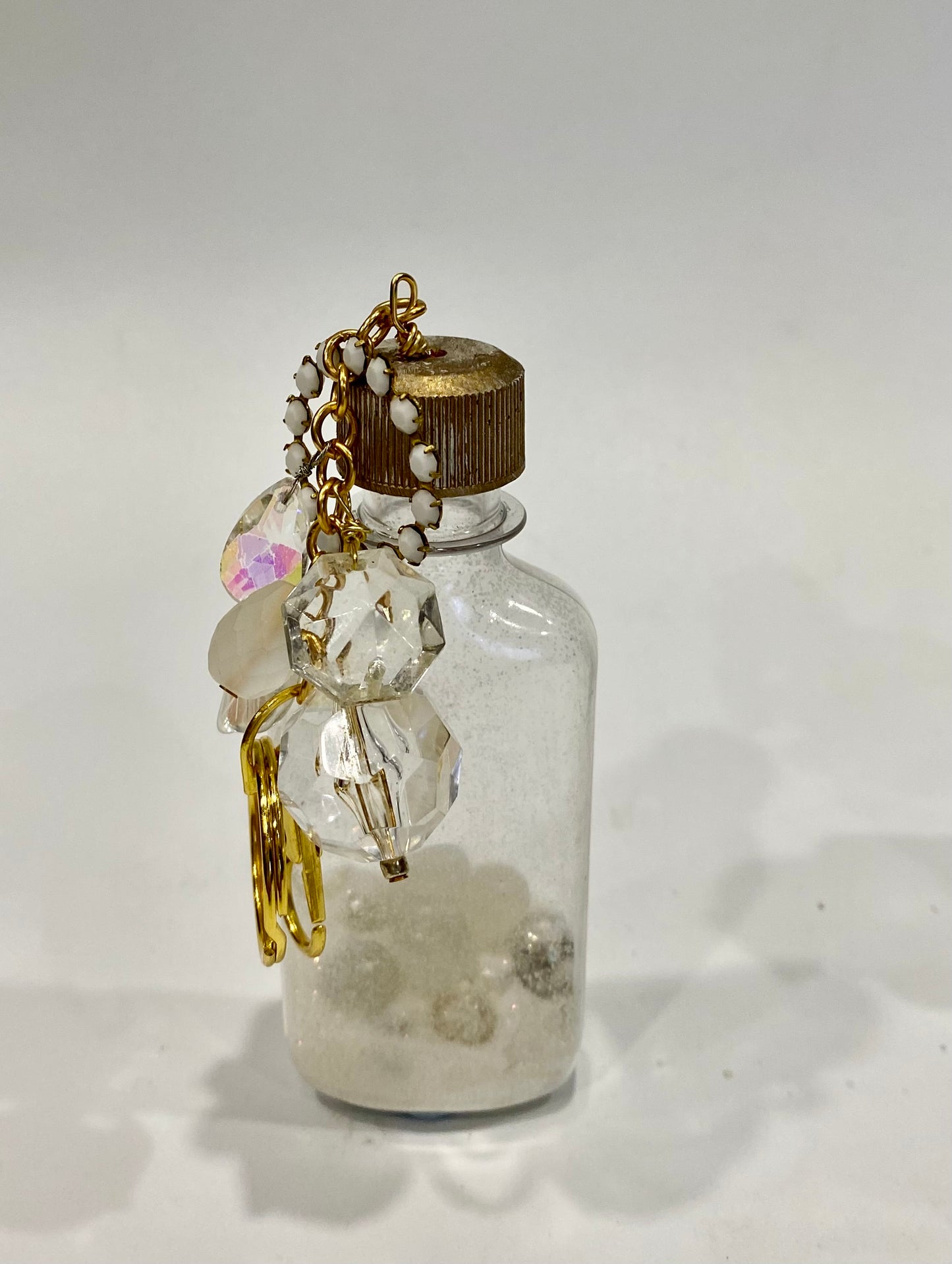 White Glitter Mini Bar Bag Charm