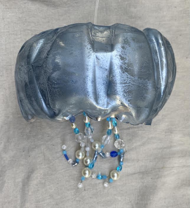 Large blue and silver jellyfish