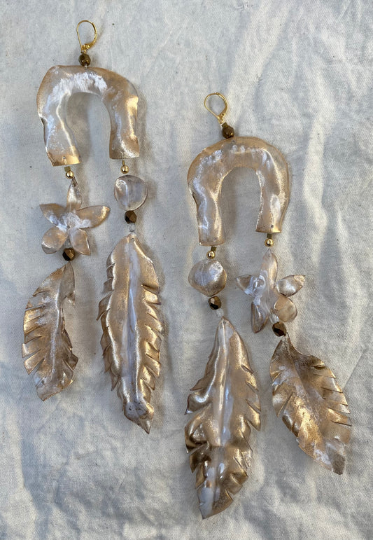 Gold leaf statement earrings